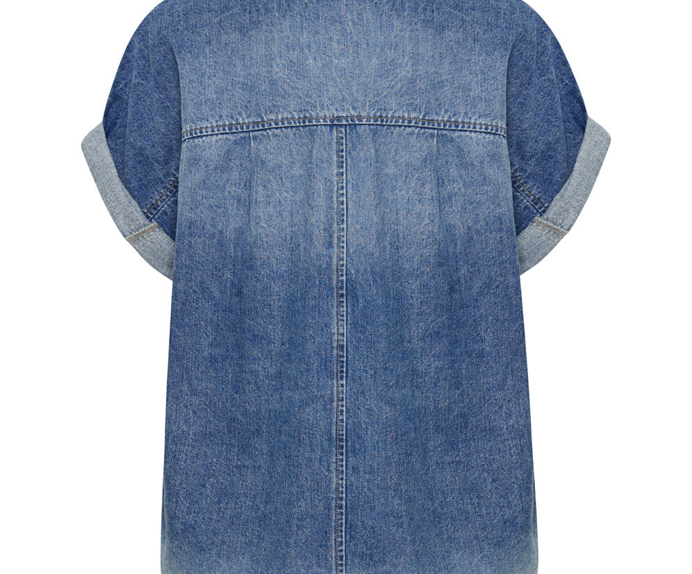 BLUE RAPTURE CUT OFF DENIM SHIRT