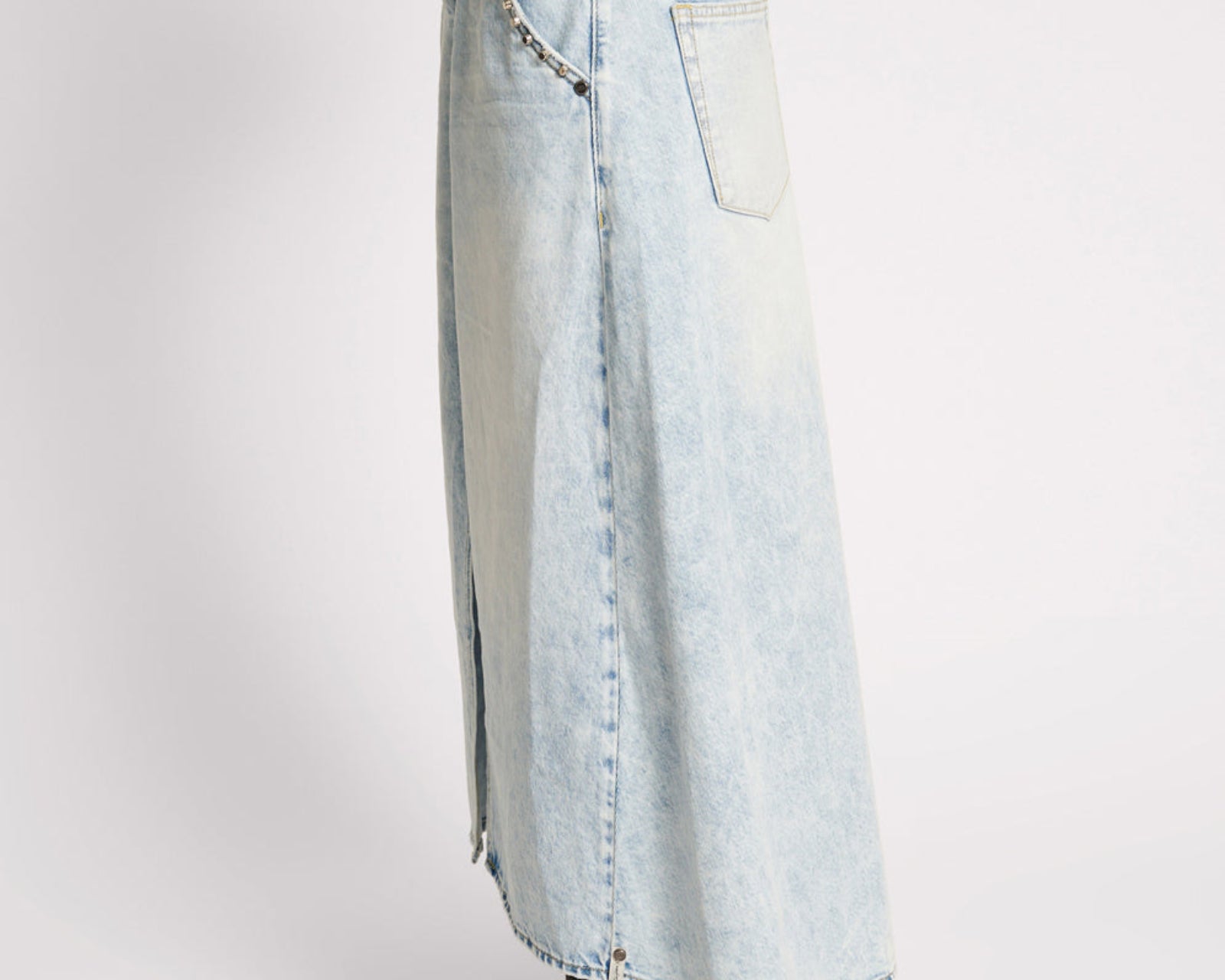 Mrs Carter Low Waist Long Denim Skirt - Depeche Blue