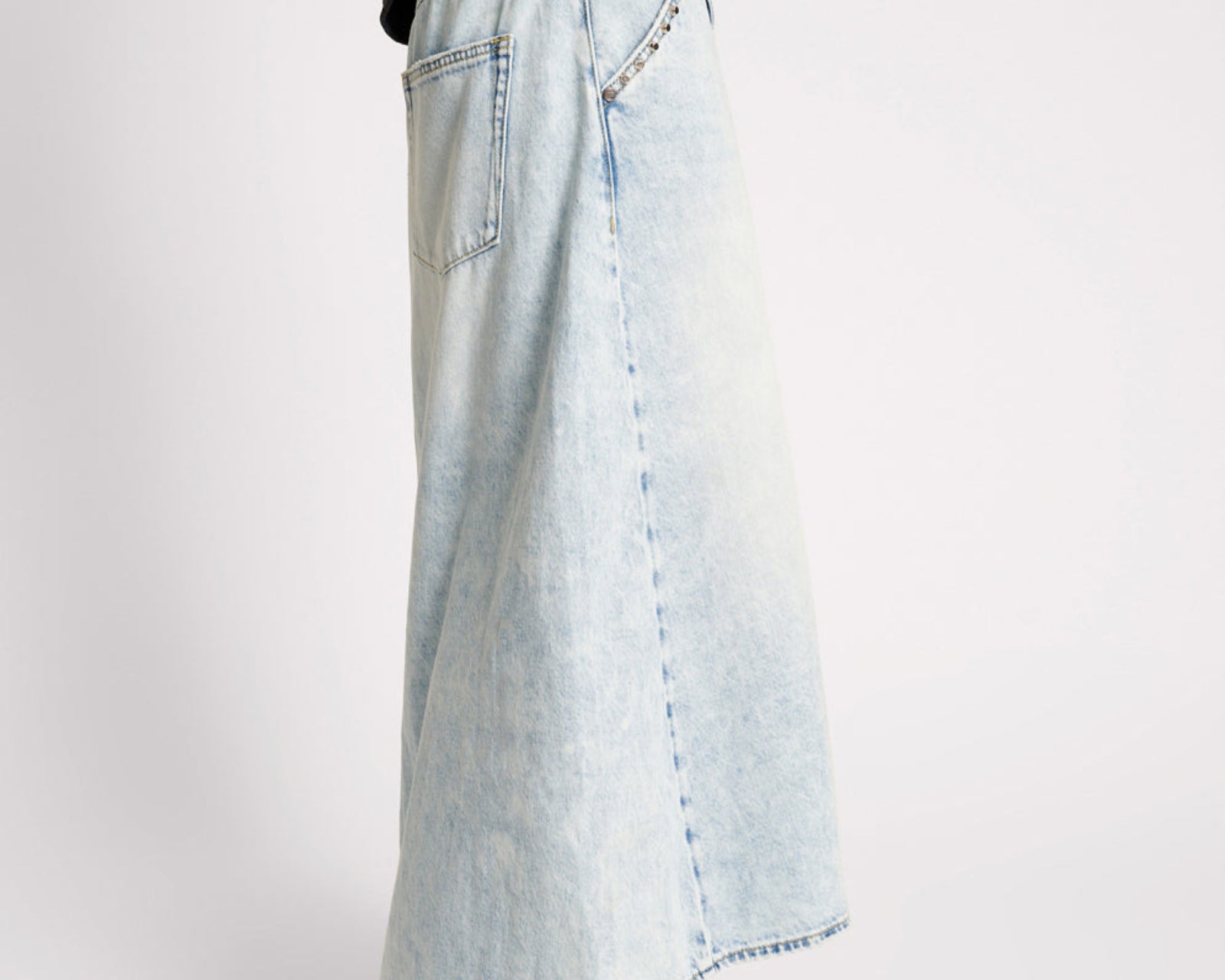Mrs Carter Low Waist Long Denim Skirt - Depeche Blue