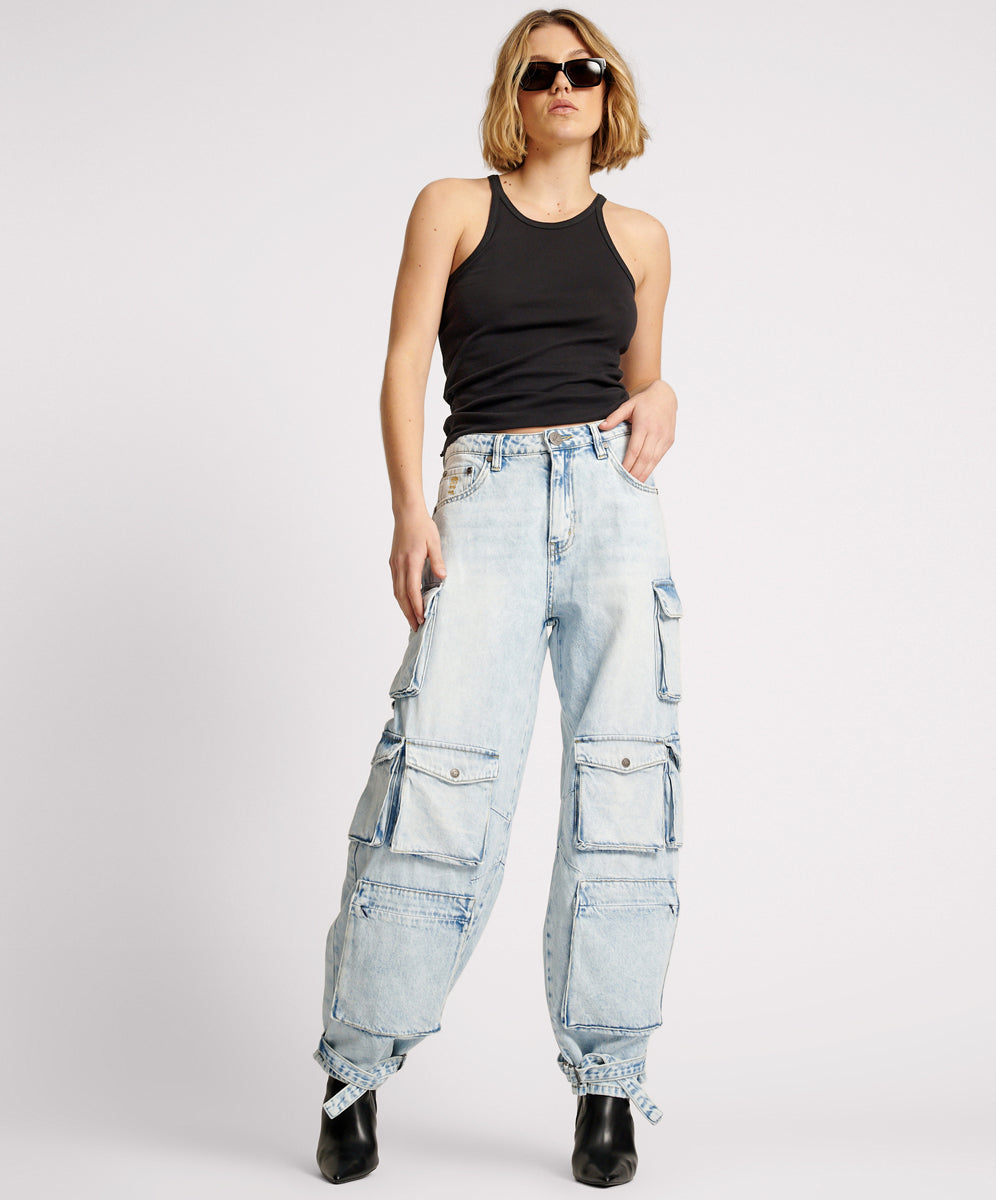 Women's Cargo Denim Jeans Epic Cargo High Waist Denim Jeans - Depeche Blue