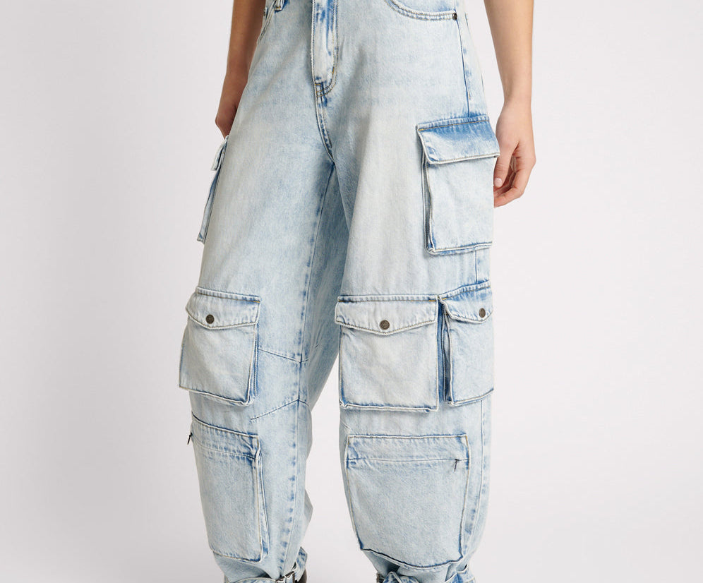Epic Cargo High Waist Denim Jeans - Depeche Blue