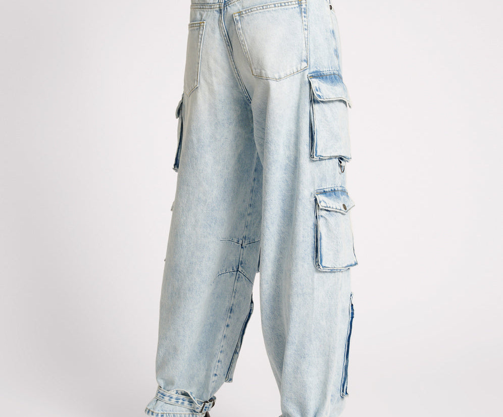 Epic Cargo High Waist Denim Jeans - Depeche Blue