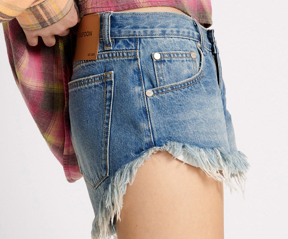 PACIFICA DUKES LOW WAIST DENIM SHORTS