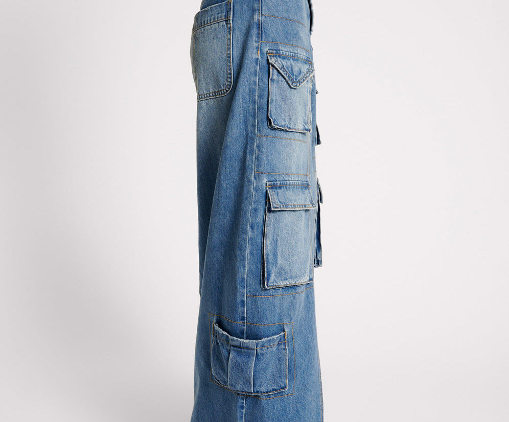 PACIFICA 90S CARGO POCKET COLUMN DENIM SKIRT