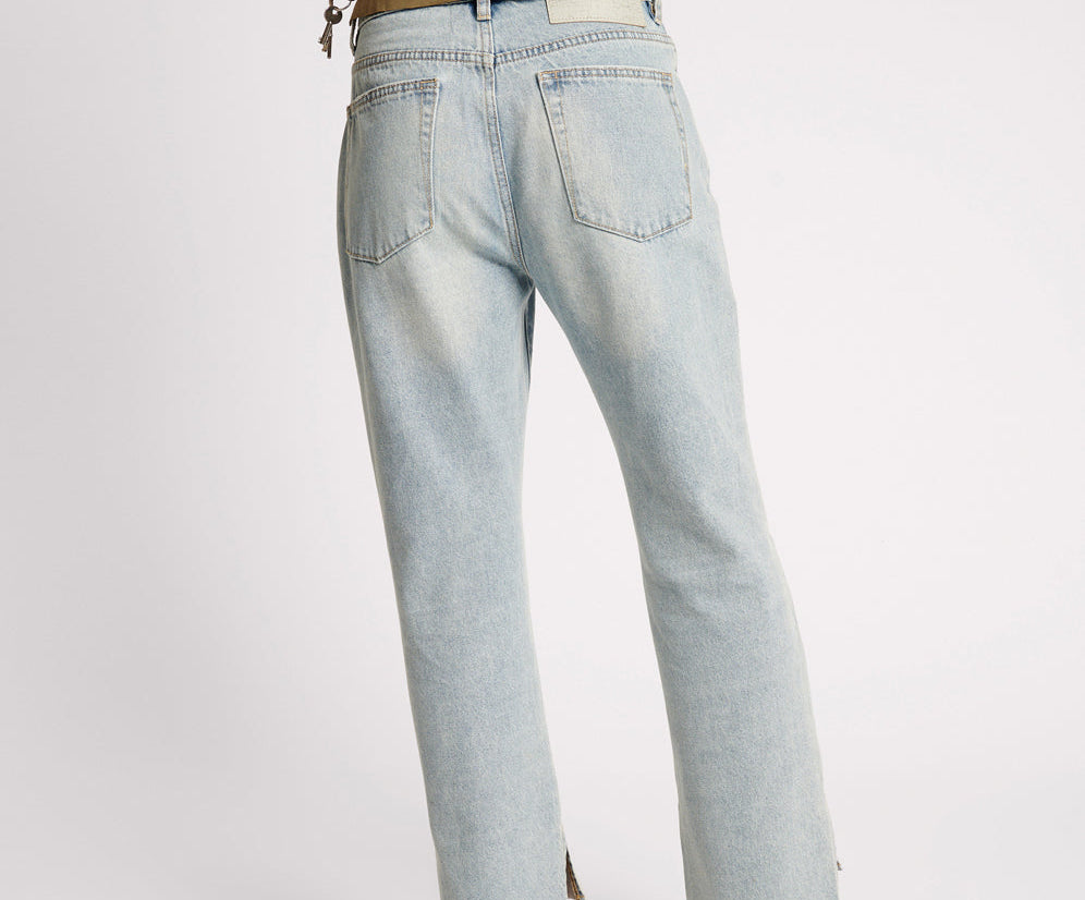 FLEETWOOD ZIPPED HOOLIGANS MID WAIST RELAXED CROPPED JEANS