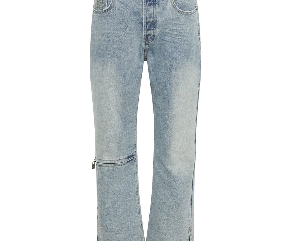 FLEETWOOD ZIPPED HOOLIGANS MID WAIST RELAXED CROPPED JEANS