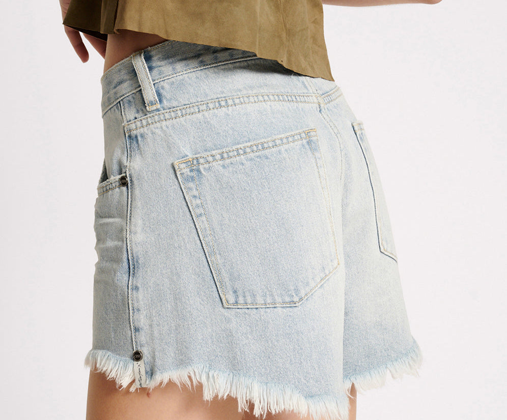 FLEETWOOD TRUCKERS MID WAIST DENIM SHORTS