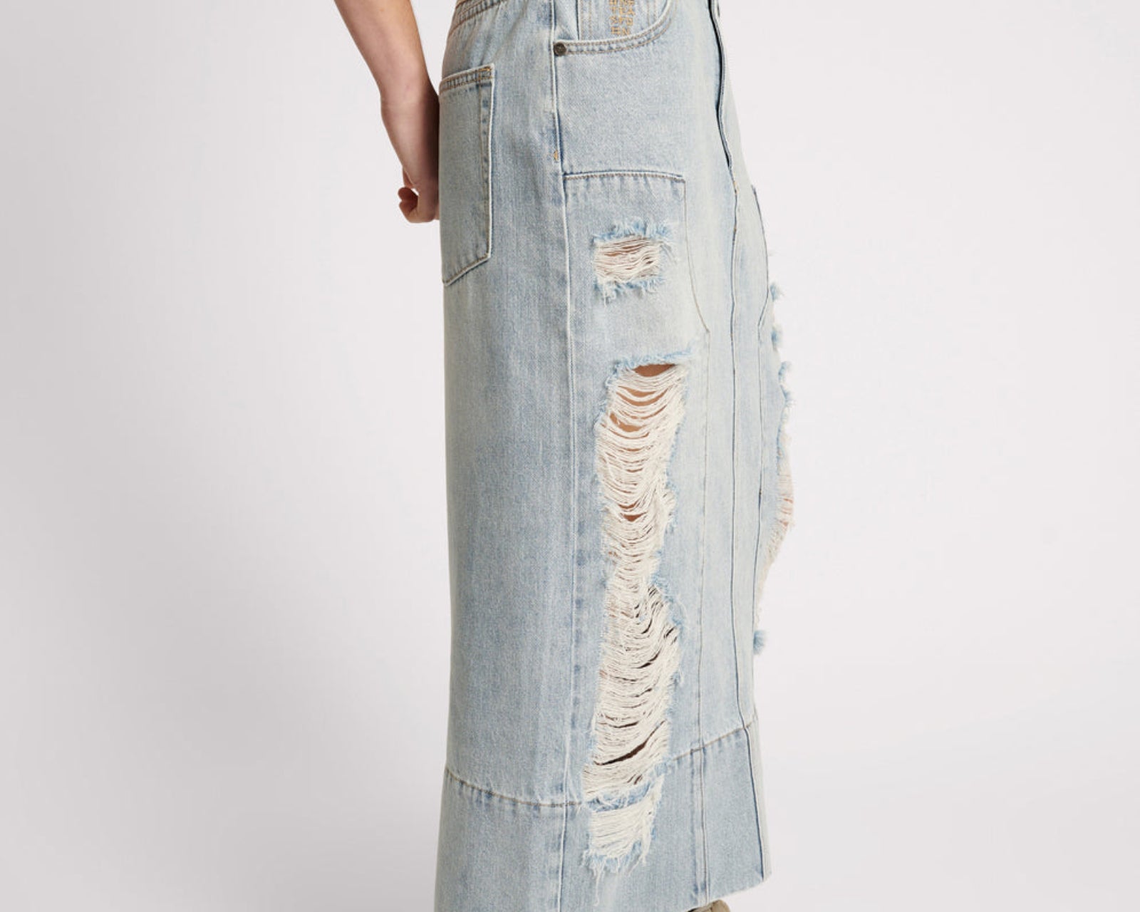 Cassidy Mid Waist Long Denim Column Denim Skirt - Fleetwood