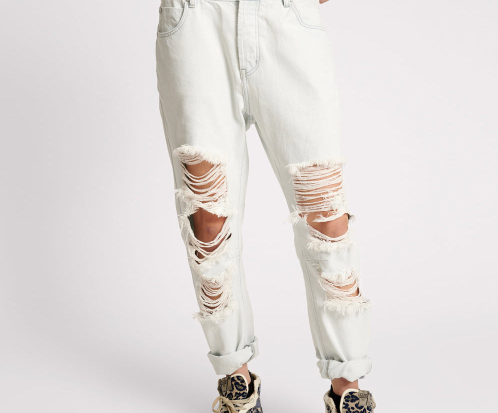 Saints Low Waist Boyfriend Denim Jeans - Xanthe Blue