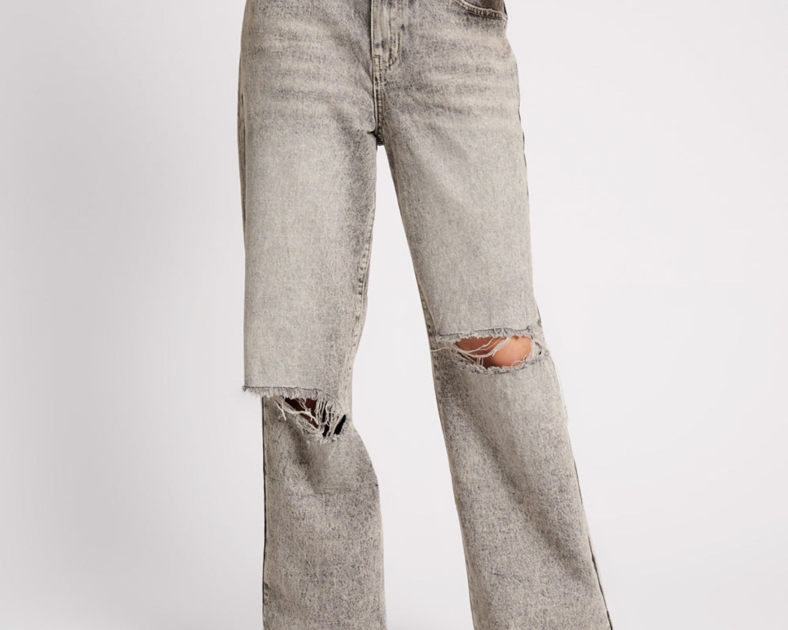 Jackson Mid Waist Wide Leg Denim Jeans - Smoke
