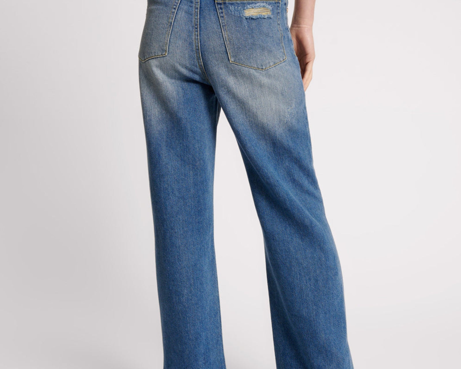 Billie Low Slung Straight Leg Mid Waist Denim Jeans - Shredded Gold