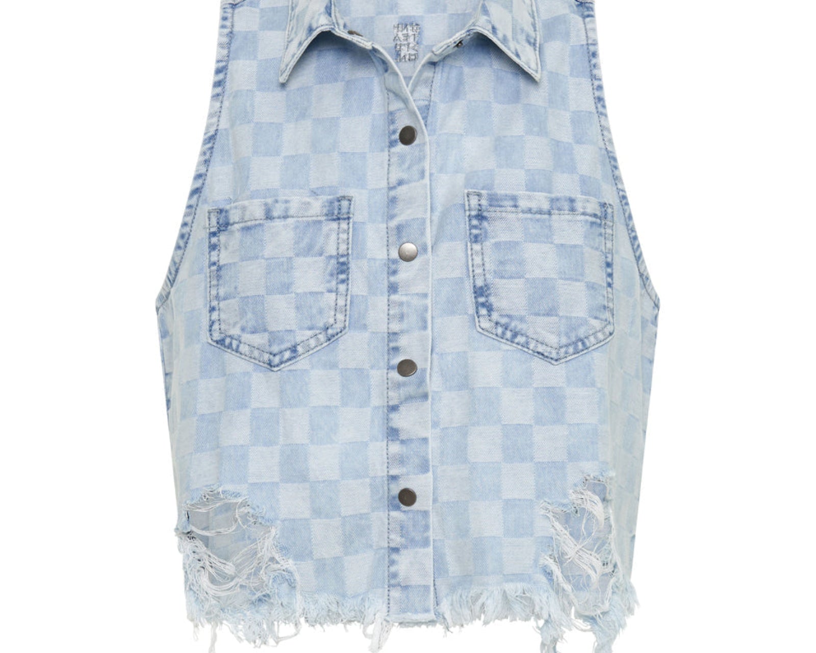 Braxton Denim Top - Blue Check