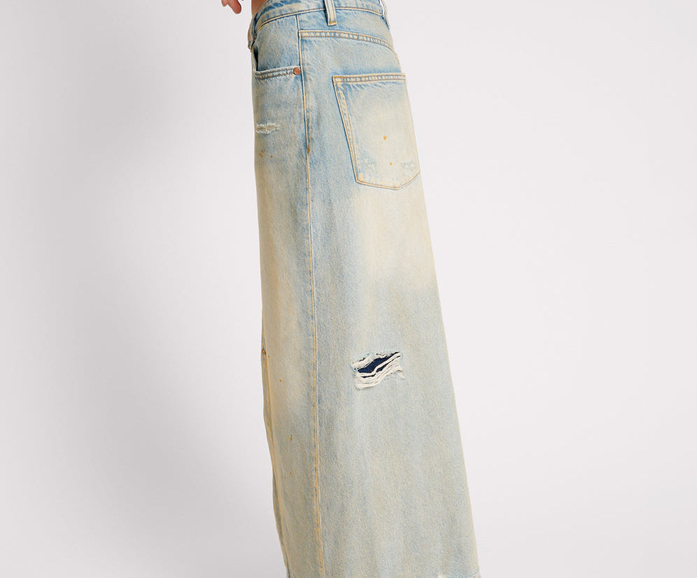 Patsy Longline Denim Skirt - Dirty Kansas