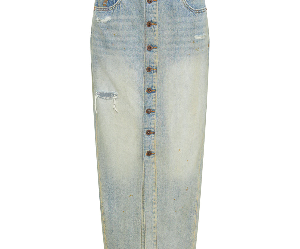 Patsy Longline Denim Skirt - Dirty Kansas