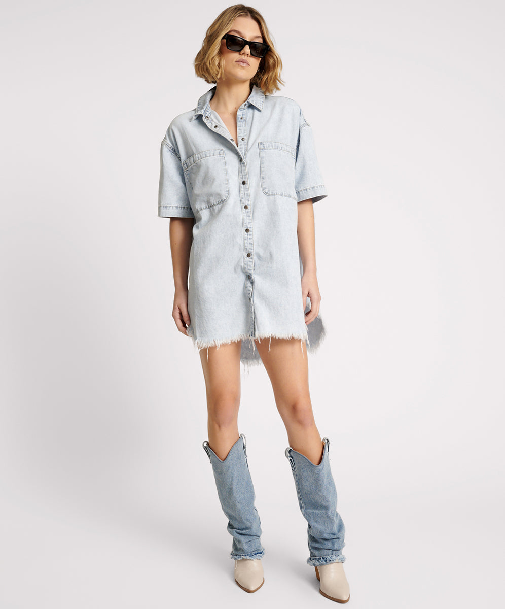 Products Denim Shirt Mini Dress - Florence