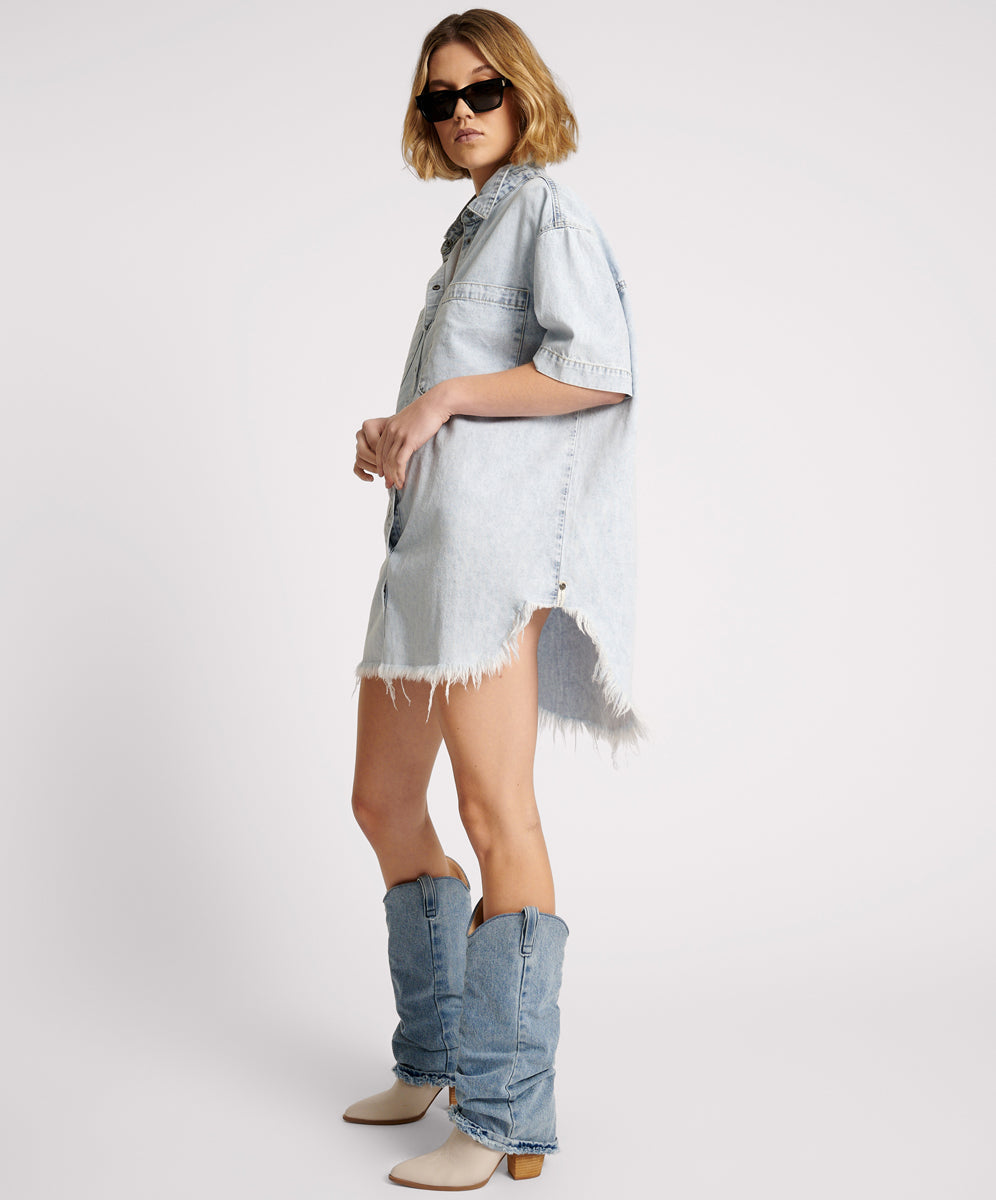 Products Denim Shirt Mini Dress - Florence