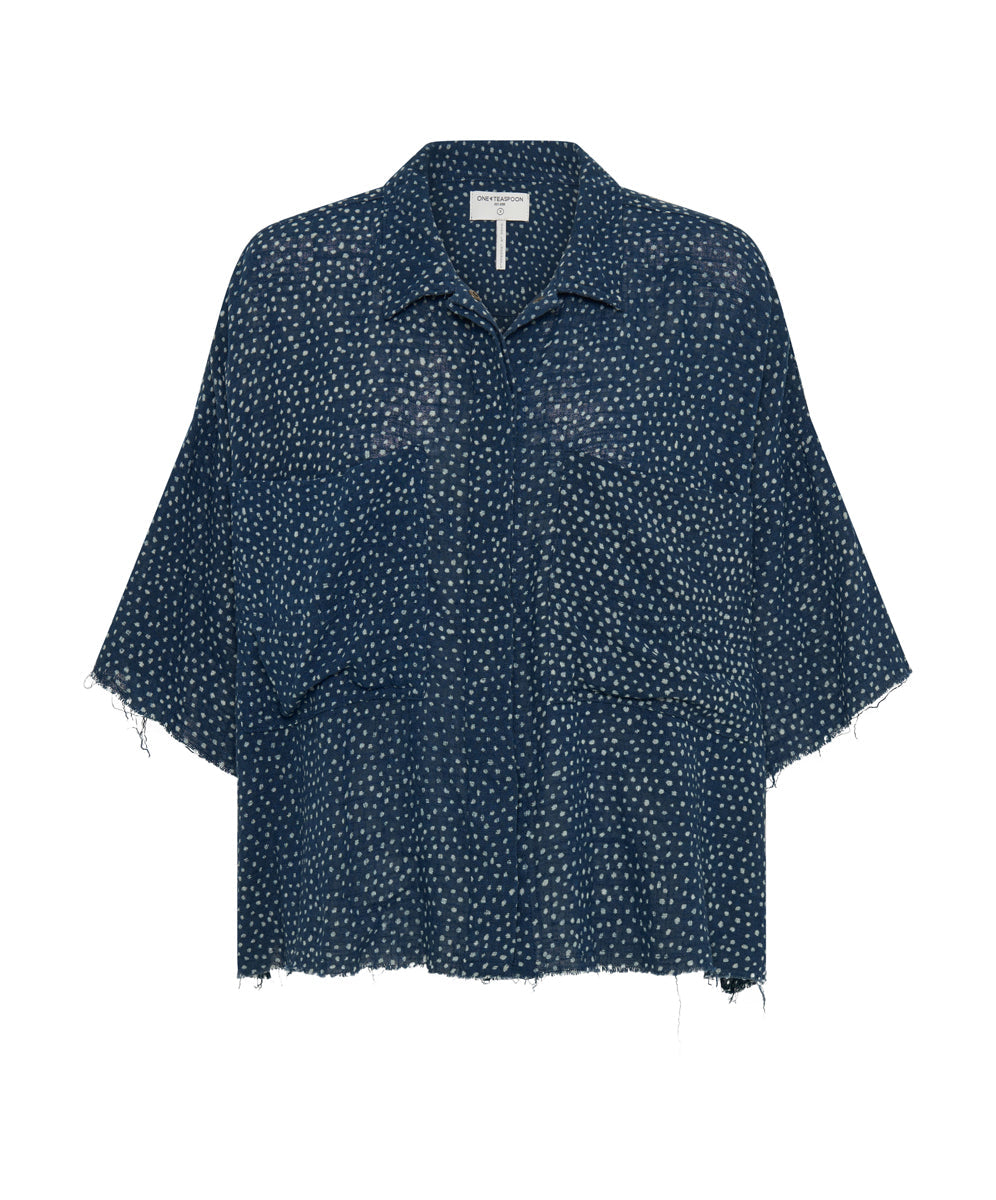 Products BATIK SPOT HAND DYED MUSLIN CROPPED SHIRT