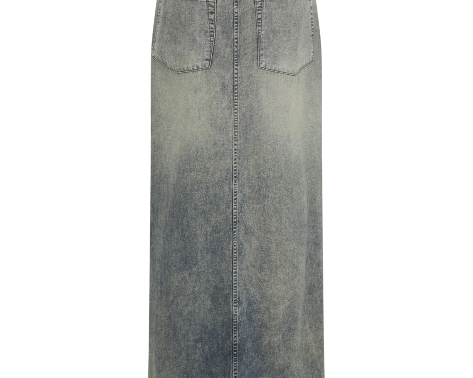 Denim Low Waist Column Skirt - Dirty Blue