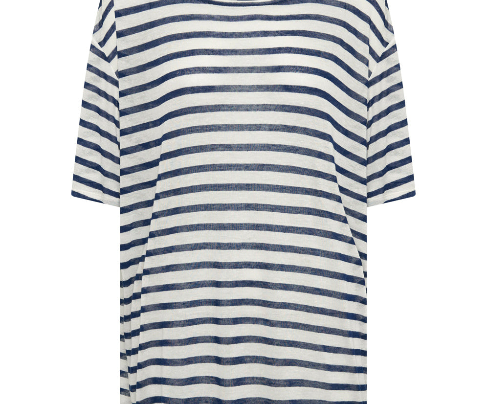 LINEN STRIPE BOYFRIEND TEE
