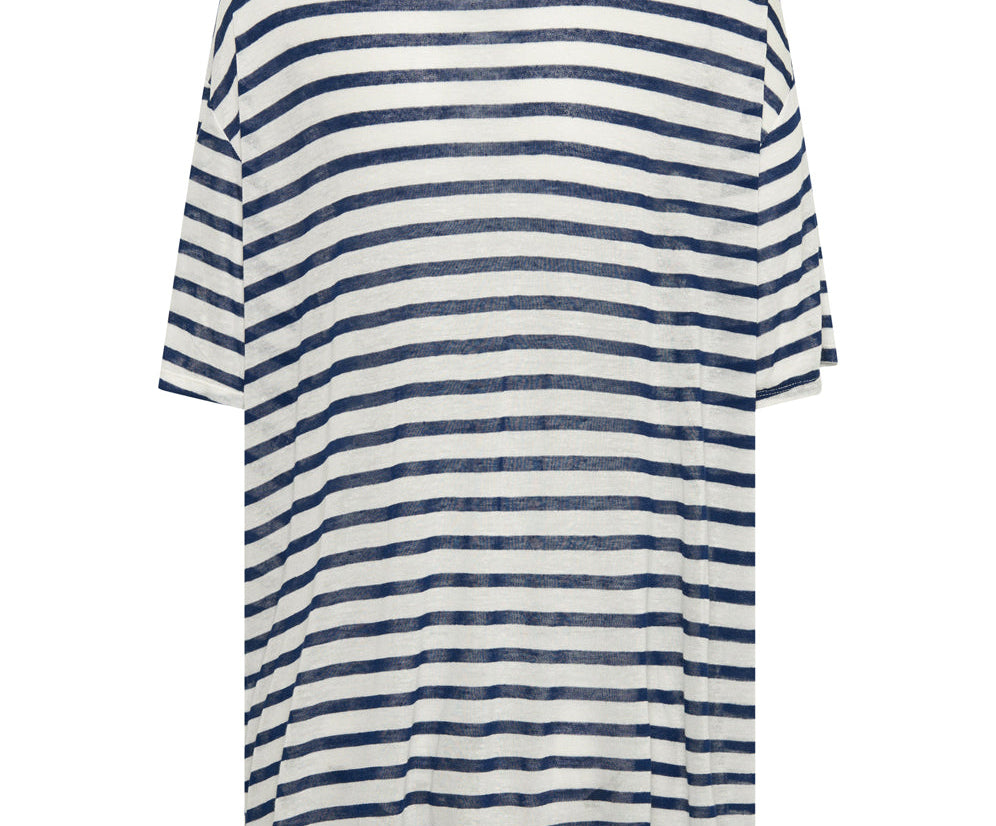 LINEN STRIPE BOYFRIEND TEE