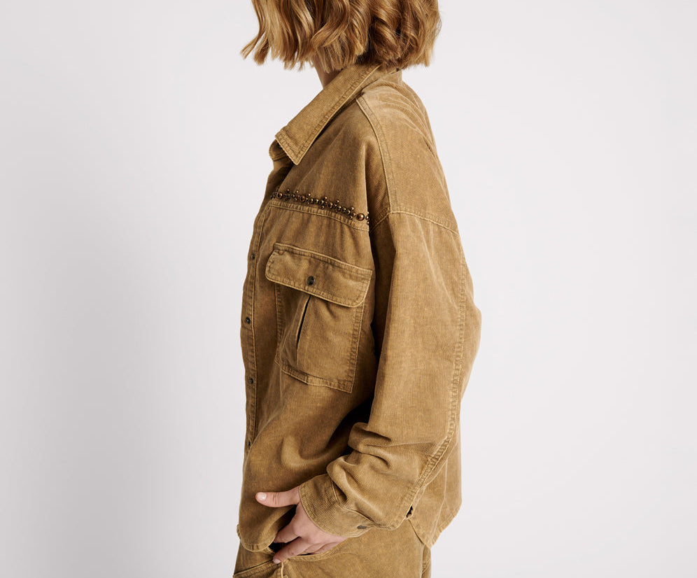 CAMEL CORDRUOY STUDDED DARIA SHACKET