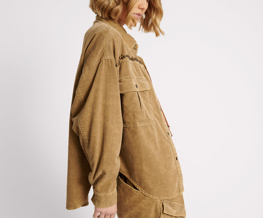 CAMEL CORDRUOY STUDDED DARIA SHACKET