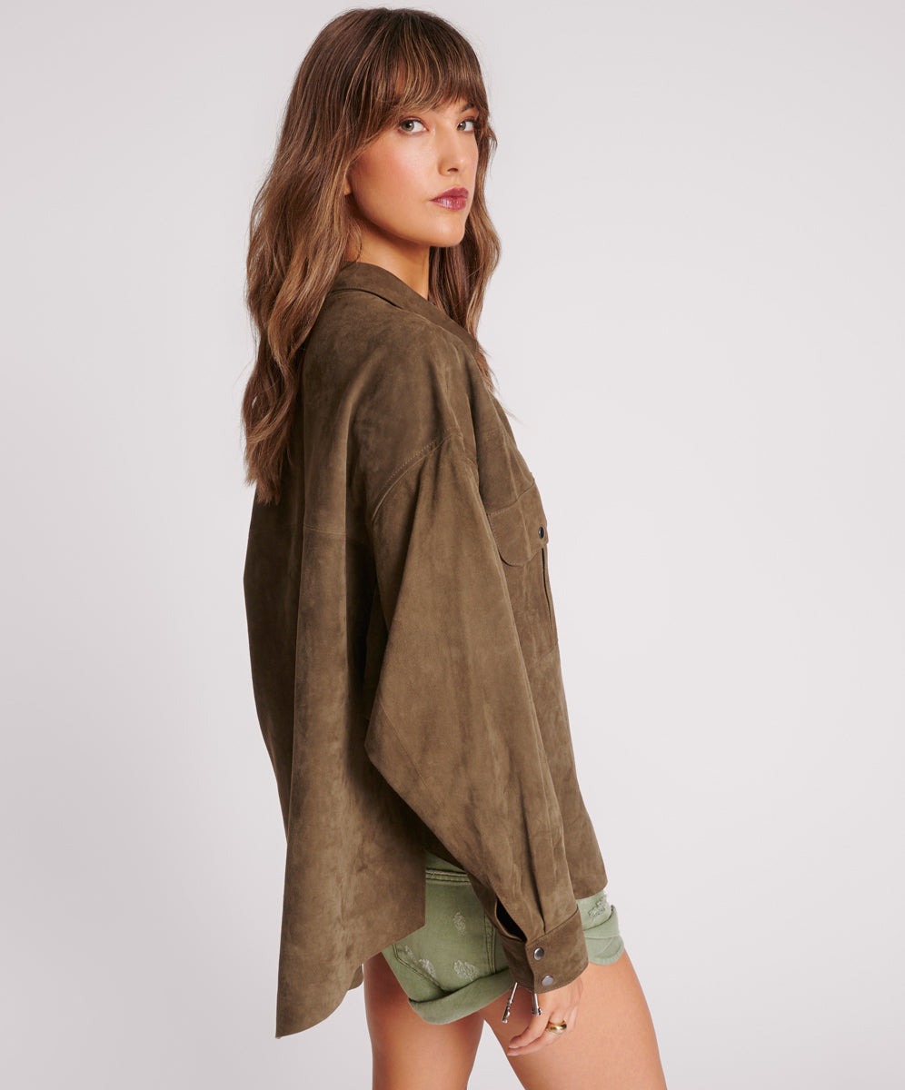 Products ARMY GREEN SUEDE DARIA SHIRT