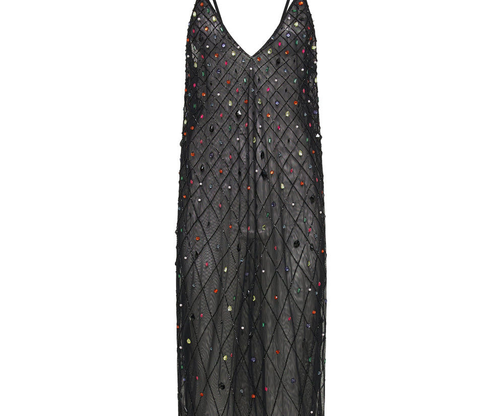 Stellar Jewel Hand Beaded Slip Midi Dress - Black | One Teaspoon Stellar Jewel Hand Beaded Slip Midi Dress - Black | One Teaspoon