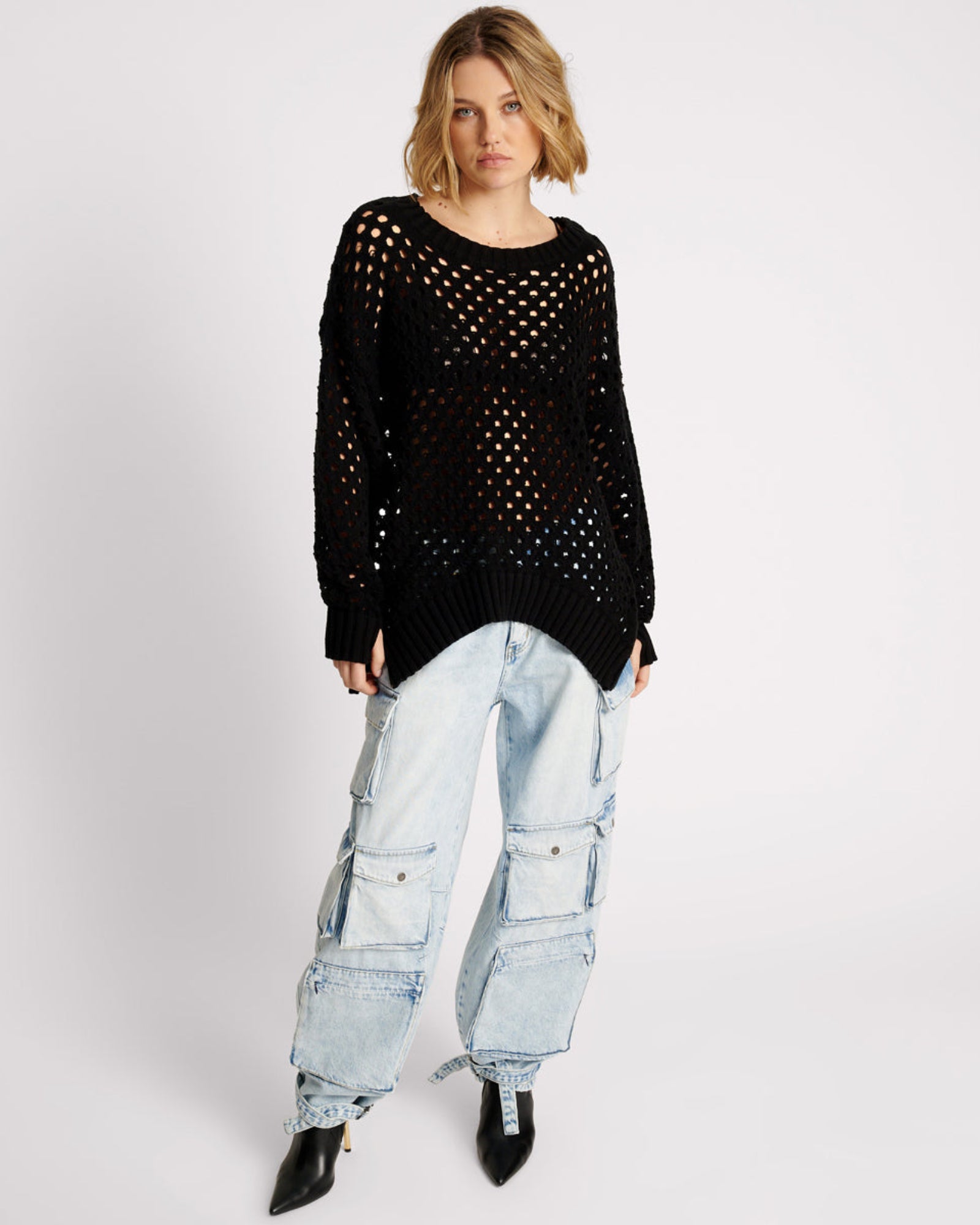 トップス birthdeath fishnet sweater トップス birthdeath fishnet sweater Knitted Fishnet Zip Side
