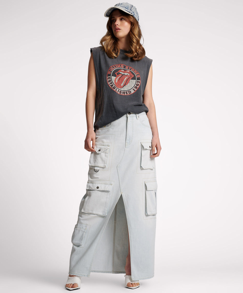 Products LE SURF 90S CARGO POCKET COLUMN DENIM SKIRT