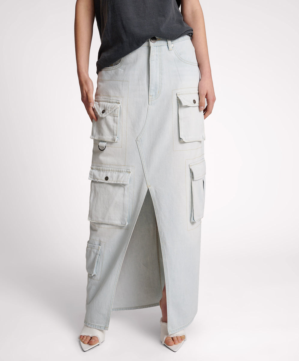 Products LE SURF 90S CARGO POCKET COLUMN DENIM SKIRT