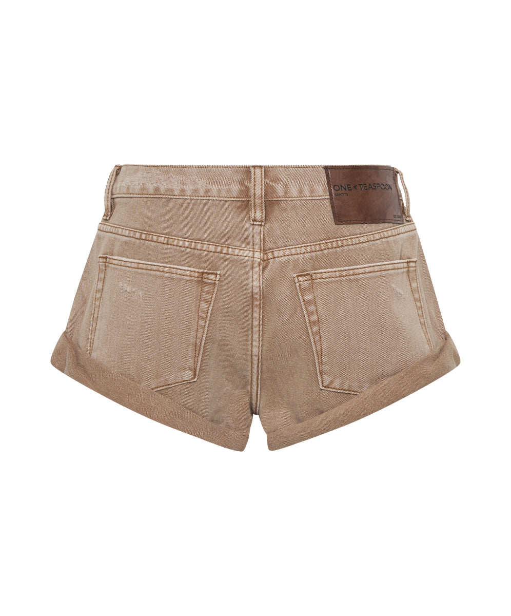 Bandits Low Waist Denim Shorts - Tobacco Brown | One Teaspoon