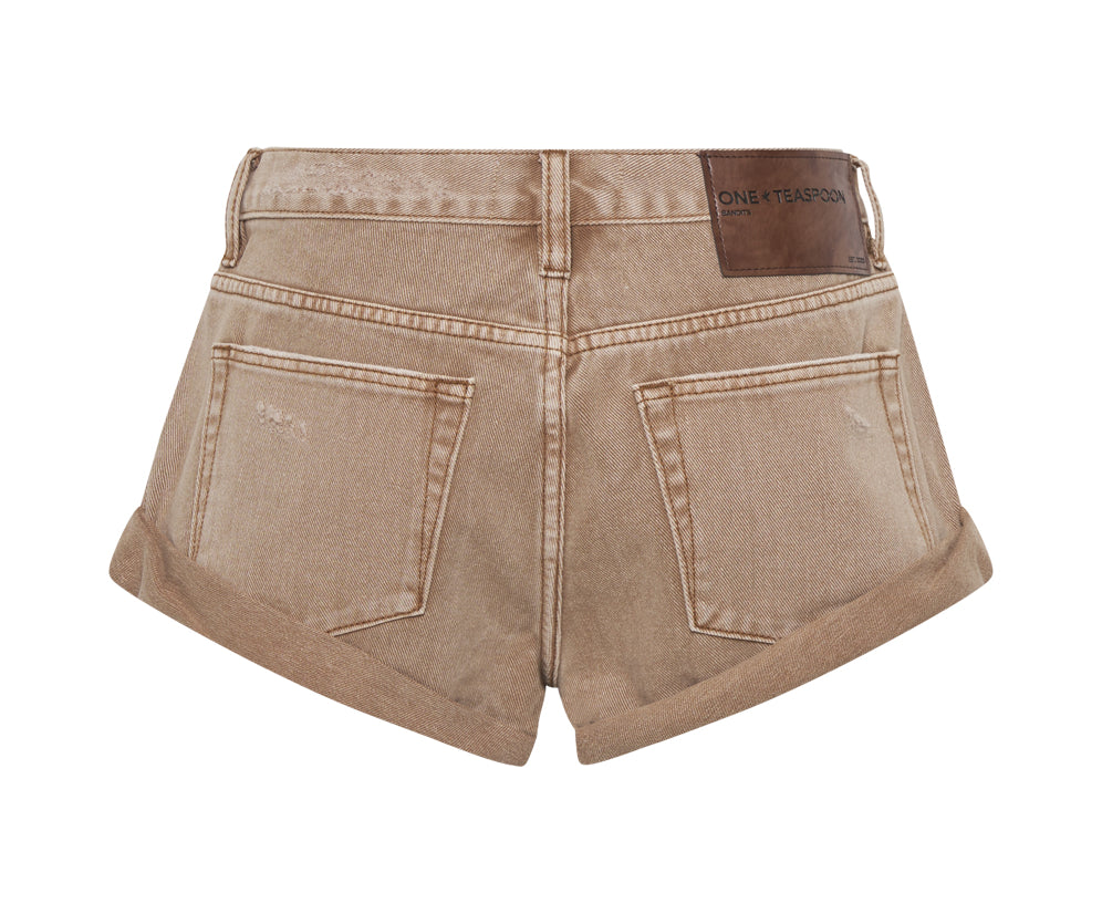Bandits Low Waist Denim Shorts - Tobacco Brown