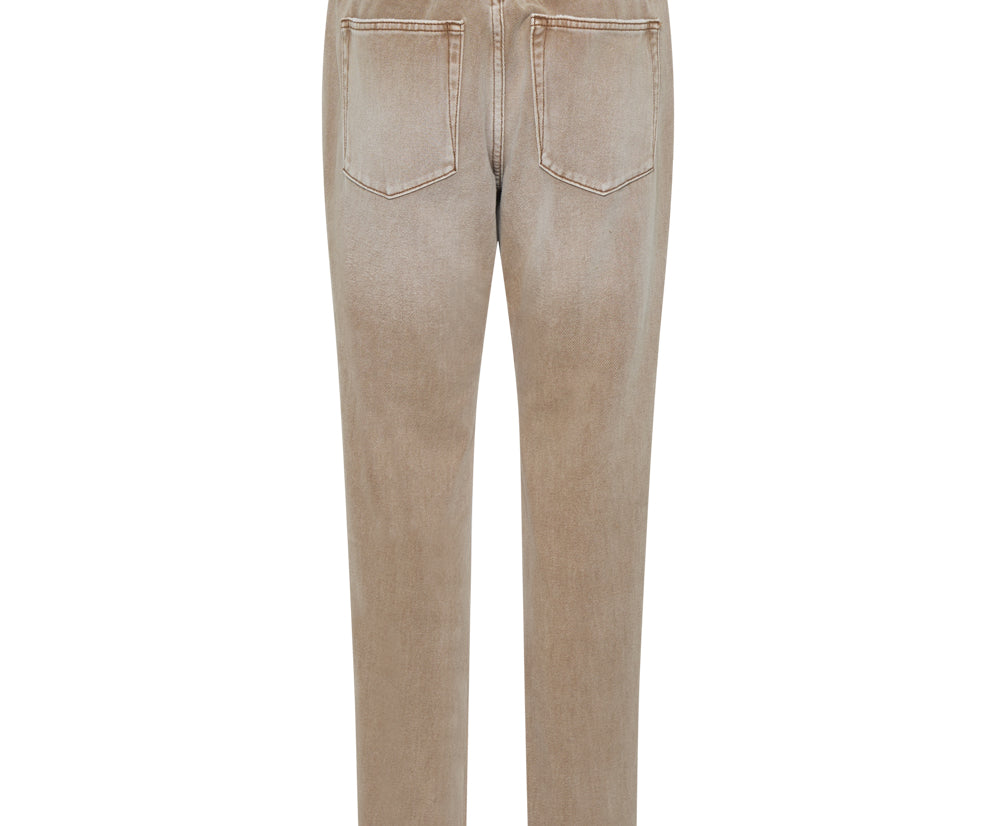 Shabbies Low Waist Drawstring Boyfriend Denim Jeans - Tobacco