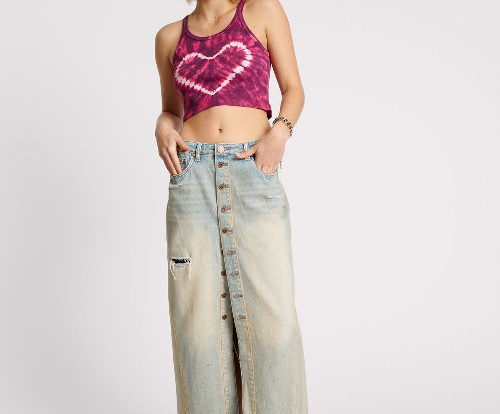 TIE DYE HEART CROPPED RIB TANK