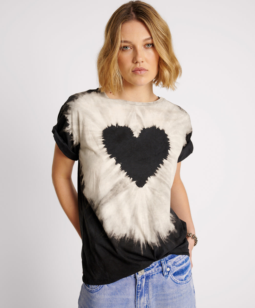 Basic Tees Heart Tie Dye Unisex Tee - Black