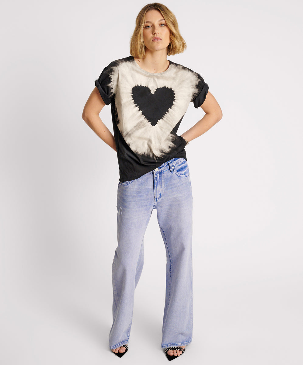 Basic Tees Heart Tie Dye Unisex Tee - Black