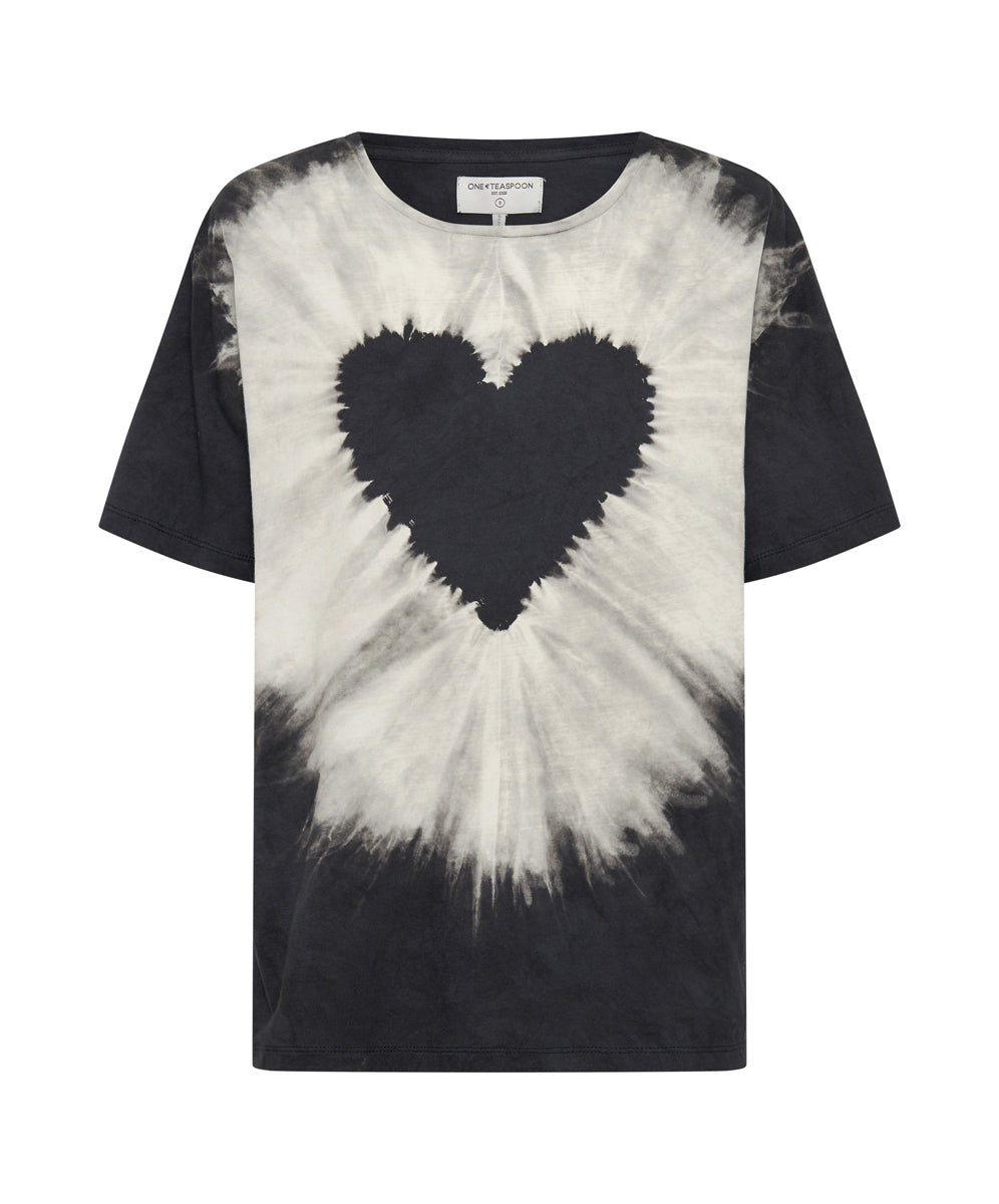 Basic Tees Heart Tie Dye Unisex Tee - Black