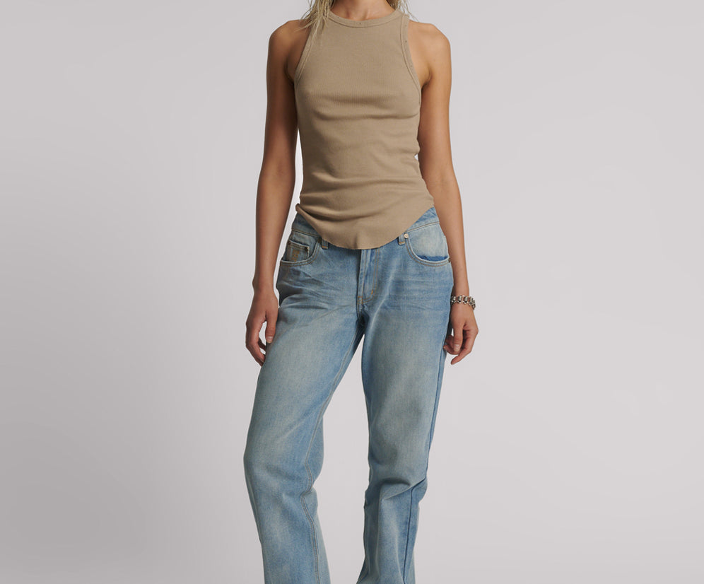 Distressed Ramone Rib Tank - Sand