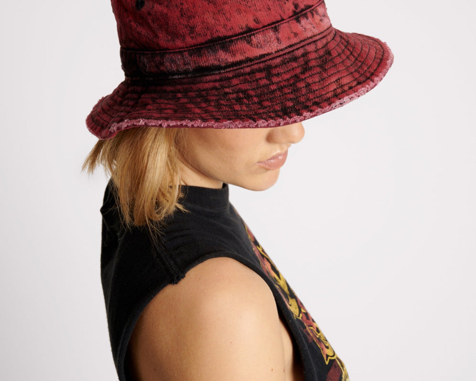 Denim Bucket Hat - Black Heart