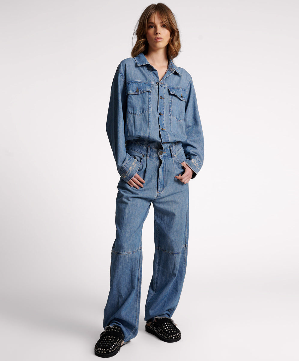 Products BLUE LILAC DENIM TRUCKER OVERALL