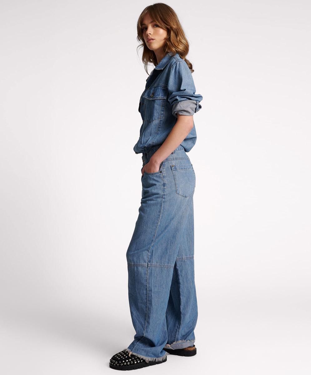 Products BLUE LILAC DENIM TRUCKER OVERALL