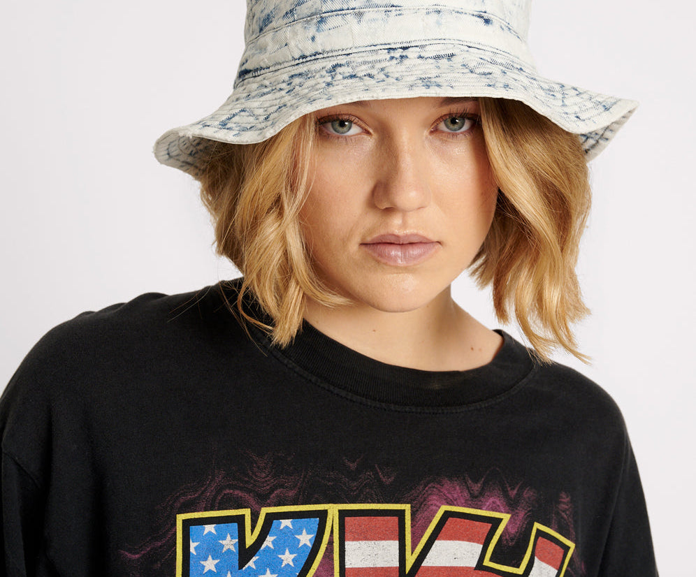 Denim Bucket Hat - Acid Check Print