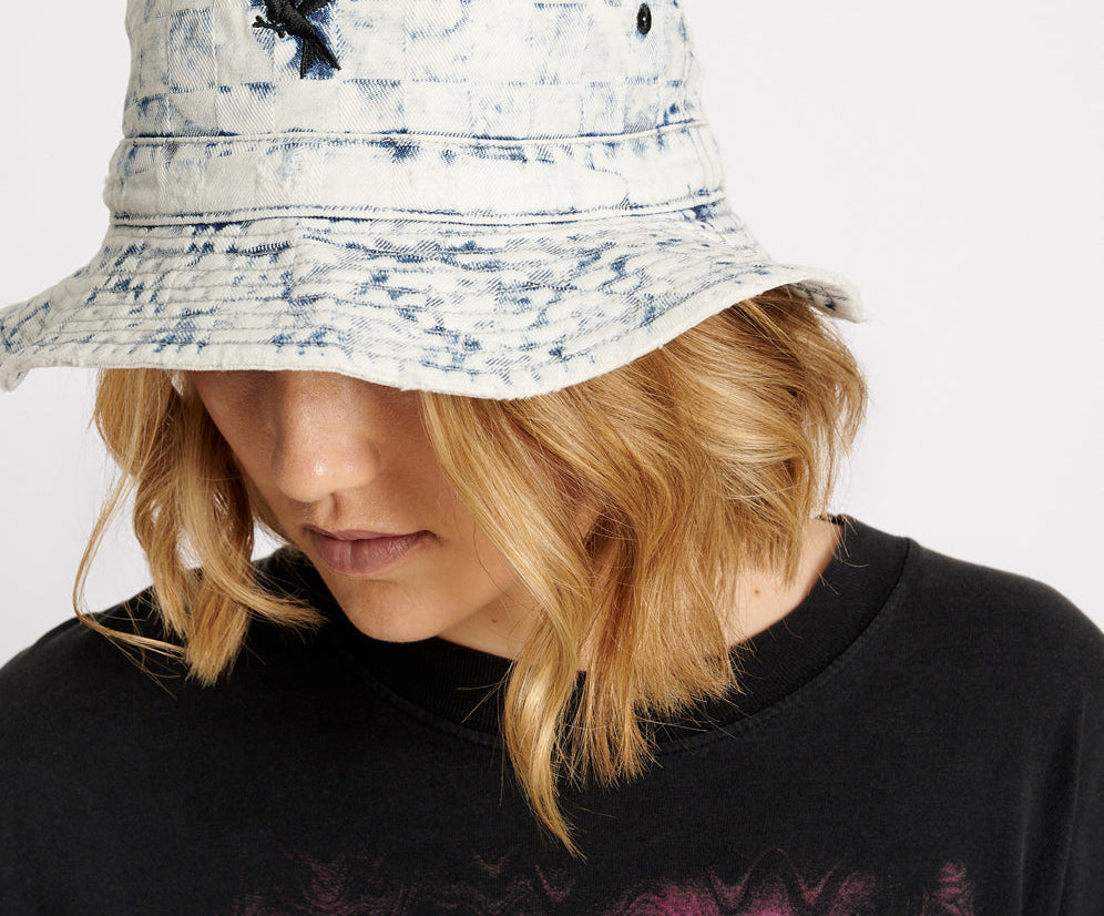 Denim Bucket Hat - Acid Check Print