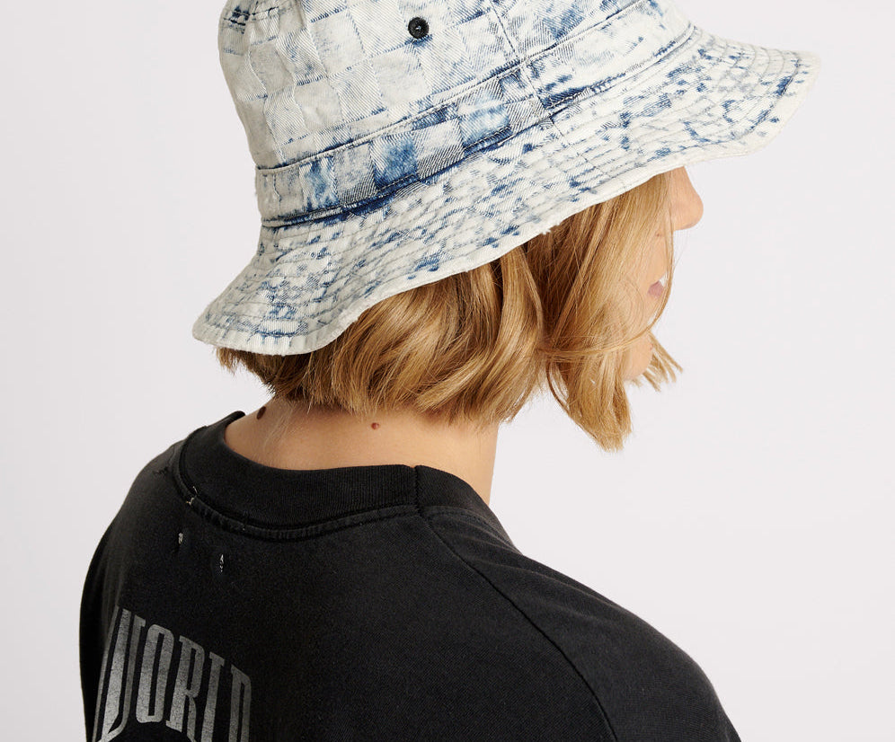 Denim Bucket Hat - Acid Check Print