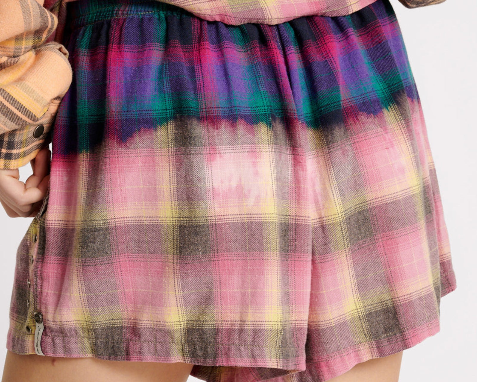 Bleached Flannel Studded Boxer Shorts - Multi