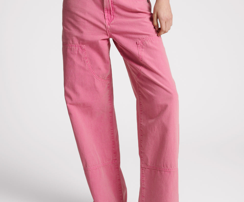PINK FLAMBE CANVAS JACKSON MID WAIST WIDE LEG PANT