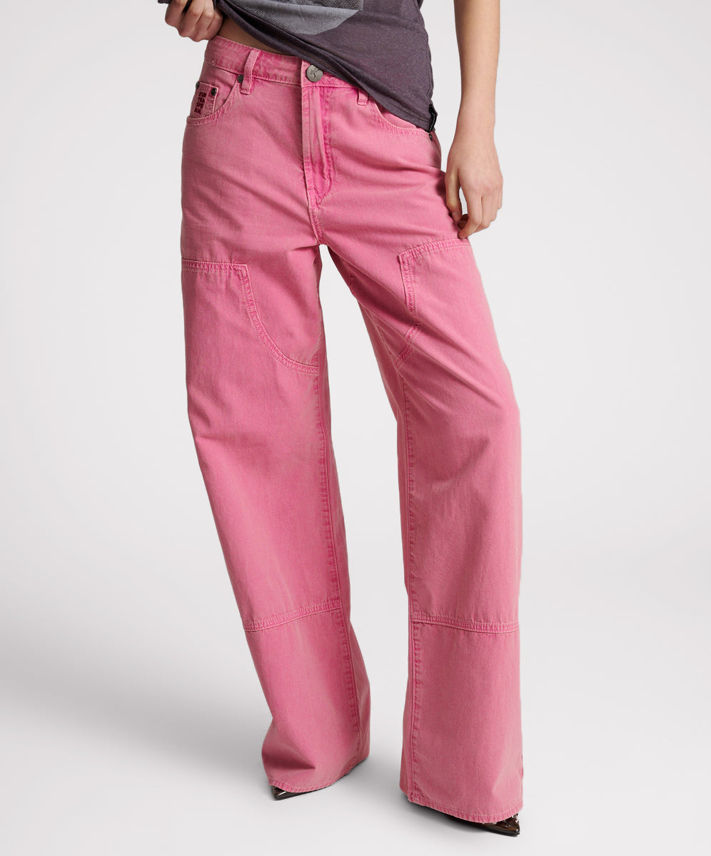 Products PINK FLAMBE CANVAS JACKSON MID WAIST WIDE LEG PANT