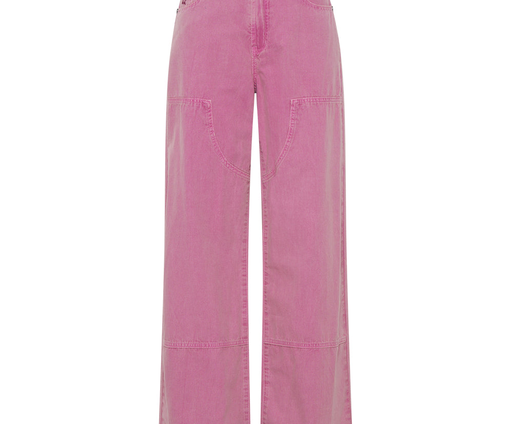 PINK FLAMBE CANVAS JACKSON MID WAIST WIDE LEG PANT