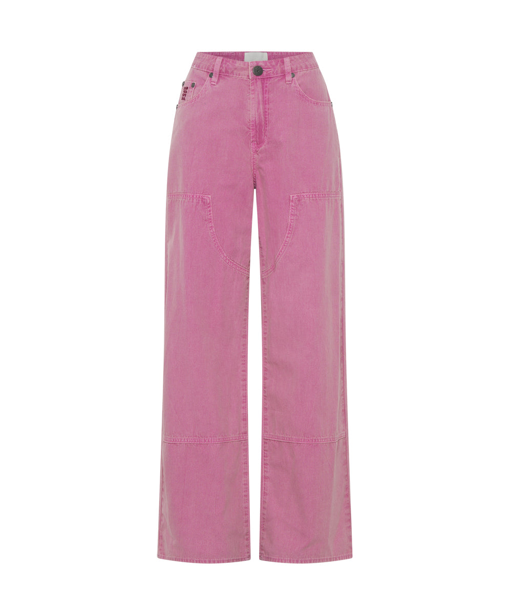 Products PINK FLAMBE CANVAS JACKSON MID WAIST WIDE LEG PANT